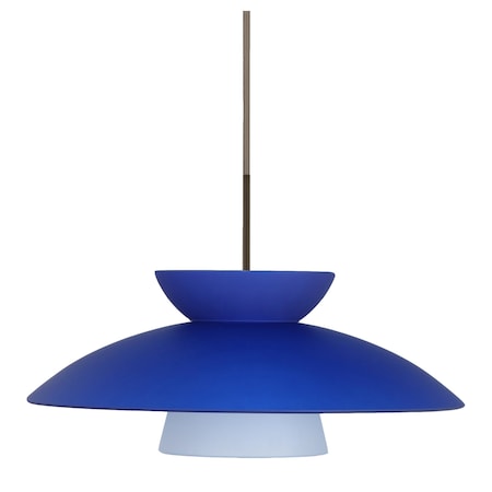 Besa Lighting Trilo 15 Cord Pendant, Blue Matte, Bronze Finish, 1x75W Incandescent 1JT-451323-BR